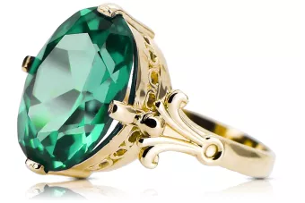 Emerald 14K Yellow gold Ring Vintage vrc369y